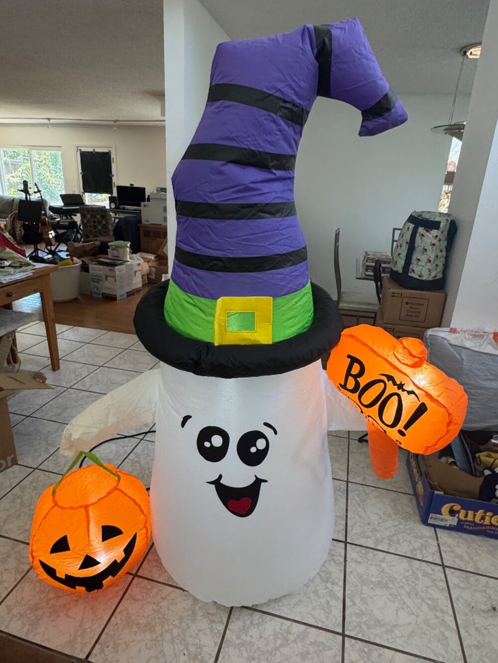 5ft GOOSH Halloween Inflatable Ghost with Boo Sign & Pumpkin